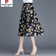 皮爾卡丹雪紡碎花半身裙女中長(cháng)款2025夏新款高腰顯瘦大碼a字裙氣質(zhì)百褶裙 花色 升級版松緊腰 2XL 建議126-135斤