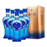 洋河 洋河海之藍(lán)46/52度480ml*2瓶 6瓶規(guī)格裝綿柔濃香型白酒婚姻商務(wù)宴請(qǐng)酒水 1年 480mL 6瓶 46度新款