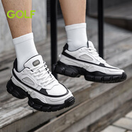 高爾夫（GOLF）男鞋運(yùn)動(dòng)戶外潮男老爹鞋時(shí)尚拼色新品休閑鞋防滑運(yùn)動(dòng)跑步鞋男 白+黑 41
