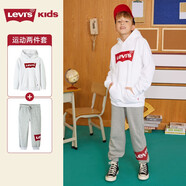 Levi's 李維斯兒童裝男女童套裝加絨兩件套秋冬款保暖套頭衛衣長(cháng)褲 花紗灰 160 /80 【建議身高158-170cm】