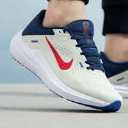 耐克（NIKE）官方艦店男鞋夏季新款運(yùn)動(dòng)鞋AIR ZOOM氣墊緩震透氣公路跑步鞋 米色/紅藍(lán)/AIR WINFLO 10 40