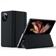 適用vivoxfold2折疊屏手機殼磁吸翻蓋真皮xfold薄支架+保護殼套防 翻蓋皮套【炫酷黑】 vivo x Fold 2