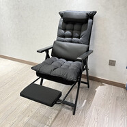 自力（ZILI）折疊辦公椅家用電腦椅游戲電競椅可躺靠背椅子人體工學(xué)午休拉腳椅 黑色可移動頭枕電腦椅+黑色墊