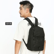 xinran'zj多口袋輕便休閑男士小型雙肩包旅行防水隨身小背包時(shí)尚運動(dòng)男小包 黑色加大碼(14.4吋筆記本)