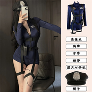 SOKGUIN朱迪兔子警官cos服成人女警連體衣衣服服裝制服套裝漫展 藍套裝+道具對講機+帽子 均碼 (80-120)