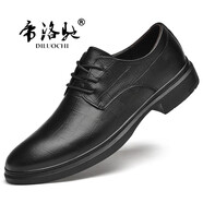 帝洛馳（DILUOCHI）真皮男士鏤空洞洞涼皮鞋系帶商務(wù)休閑皮鞋英倫頭層牛皮尖頭正裝鞋 黑色 四季款 43 (265mm) 皮鞋碼
