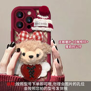 宰摟紅色帽子雪莉玫適用蘋果16手機殼iPhone1514新年款1312MINI卡 iPhone6s JTCM紅咖格紋達菲熊公仔酒