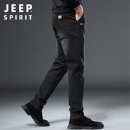 JEEP SPIRIT吉普牛仔褲男修身春夏季韓版褲子男士微彈小腳褲 黑色 33