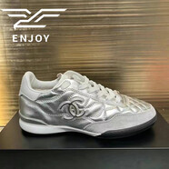 香奈兒（Chanel）2024新款運動(dòng)鞋休閑鞋板鞋平底系帶跑步鞋球鞋多色可選 銀色 41