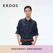 ERDOS【真絲】25早秋百搭時尚仿牛仔知性簡約復(fù)古寬松女長袖襯衫 經(jīng)典藍(lán) L 170/88A