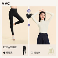 VVC打底褲女春秋新款高腰小腳鯊魚(yú)褲塑形修身顯瘦高彈瑜伽褲子 【220g絨款+奶油米肌底衣】組合 M （90-100斤）