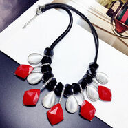 時(shí)尚裝飾品毛衣鏈短款個(gè)性夸張項鏈女配衣服掛件配飾 紅色漫天星