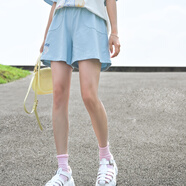 森女部落純棉休閑長褲運動褲短褲學生女褲高腰2025新款女褲夏原創(chuàng) 藍色短褲單件（單件） M