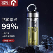 富光茶馬仕銀離子抗菌雙層玻璃杯商務(wù)辦公便攜泡茶水杯禮品定制杯子 黑色318ML