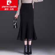 皮爾卡丹（pierre cardin）女裝蕾絲邊氣質(zhì)魚尾裙包臀裙女春秋2025新款高腰顯瘦中長款一步裙 黑色 春秋款 2XL