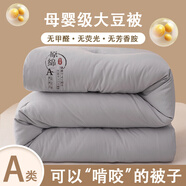 北極絨大豆纖維被子冬天加厚刺繡抗菌春秋被芯宿舍空調(diào)被棉被褥四季通用 原棉大豆被-灰色 150*200cm秋冬被【重約6斤】