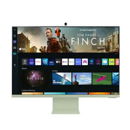 三星（SAMSUNG） 32英寸M8 UHD/4K 智能顯示器超高清HDR10+流媒體電視和攝像頭 綠色 游戲電影 工作和聊天 內置Alexa 32英寸 護眼無(wú)線(xiàn)藍牙內置音箱