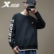 特步（XTEP） 衛衣男裝套頭t恤衫秋季休閑運動(dòng)服飾男士保暖打底寬松大碼跑步服 黑白-spirit圓領(lǐng)-不加絨 XL /180 -現貨速發(fā)