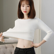 索宛亦（SUOWANYI）加絨秋冬季內(nèi)搭加絨加厚毛衣女士高領(lǐng)貼身顯瘦打底針織衫 白色  加絨 S 90斤以下