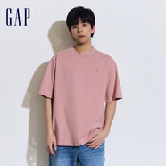 Gap男女裝夏季水洗棉彈力小熊刺繡圓領(lǐng)短袖T恤上衣460845 粉紅色 175/96A(L)亞洲尺碼