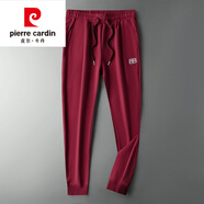 皮爾卡丹高檔品牌男裝純棉衛褲男春夏季薄寬松束腳跑步休閑運動(dòng)褲韓版潮 酒紅色 2XL