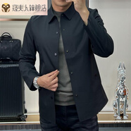 寇夫人Fimos菲戈輕奢男裝秋季男士色翻領(lǐng)長袖夾克外套商務(wù)休閑百衣 黑色 52 /XL 150-165斤