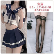 阿夫特農(nóng) 性感大碼學(xué)生制服內(nèi)衣JK超短裙甜美純欲可愛新款春夏睡衣套裝 學(xué)生裝+【黑色蕾絲襪】 S【80-100斤】保密發(fā)貨