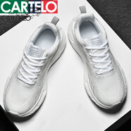 卡帝樂(lè )鱷魚(yú)（CARTELO）大碼男鞋2025年新品春秋休閑45透氣4647碼網(wǎng)面運動(dòng)鞋男 白色 40
