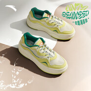 安踏（ANTA）海草丨女鞋板鞋厚底增高休閑鞋滑板運動(dòng)鞋 象牙白/嫩芽綠-1 37.5