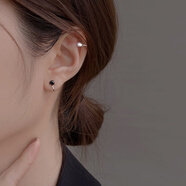 銀奧（yinao）925純銀耳夾女高級(jí)感簡(jiǎn)約耳環(huán)無(wú)耳洞耳飾2025新款潮小巧耳骨夾男 小鉆耳夾黑色-單只