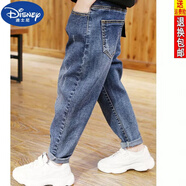 迪士尼（DISNEY）品牌男童牛仔褲中大童長褲春秋冬加絨新款潮流兒童褲力小腳褲