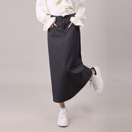 金苑春夏新款OL通勤職業(yè)半身裙中長(cháng)款工裝直筒西裝裙B241107 灰色 M