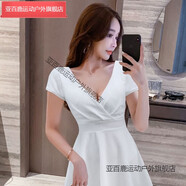 亞百鹿低胸露背連衣裙2021新款夏性感夜店女裝時(shí)尚秋冬顯瘦夜場(chǎng)工作服潮 白色 89950-1 S