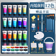 蒙瑪特(Mont Marte)丙烯顏料套裝支裝 手繪涂鴉墻繪t恤diy丙烯畫 75ml常用12色含工具SX-MSCH7501-12SPJ美術(shù)寫生