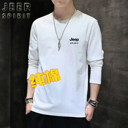 JEEP SPIRIT【兩件裝】吉普長袖t恤男寬松春秋上衣服打底衫學(xué)生純棉圓領(lǐng)體恤  白色+2301白色（二件裝） 5XL （建議180-200斤）