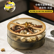 優(yōu)大叔過(guò)年創(chuàng  )意堅果盤(pán)北歐輕奢干果盤(pán)茶點(diǎn)糖果盤(pán)客廳家用零食旋轉瓜子盤(pán) 2層琥珀色（帶蓋）