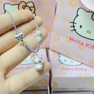 庫洛米項鏈女款足銀999純銀吊墜手工編繩可愛(ài)兒童掛墜送小孩女生 香芋紫繩+半彩庫洛米+蝴蝶結