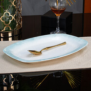 紅牡丹景德鎮骨瓷飯盤(pán)家用陶瓷碗碟釉下彩碗盤(pán)餐具輕奢湯盤(pán)吐骨碟涼菜盤(pán) 云錦萬(wàn)里12英寸方形魚(yú)盤(pán)2個(gè)