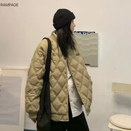 廣馬 棒球服男冬季美式復古菱形格棉服冬季潮牌棉衣外套棒球情侶棉服 卡其色（菱形格棒球服）666 XL建議140-160斤
