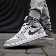 耐克（NIKE）aj男鞋春秋季新款A(yù)IR JORDAN AJ1高幫籃球鞋休閑鞋運(yùn)動(dòng)鞋板鞋【潮 554724-078煙灰白黑 41