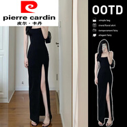 皮爾卡丹（pierre cardin）輕熟風(fēng)設(shè)計(jì)感小眾御姐黑色長(zhǎng)裙開(kāi)叉包臀辣妹吊帶連衣裙子夏季收腰 黑色吊帶長(zhǎng)裙 XL