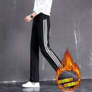 莉社新款直筒運動(dòng)褲女2025春秋韓版顯瘦中腰時(shí)尚闊腿褲加絨加厚休閑褲 JR-CR1014黑色長(cháng)褲 加厚 XL