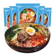 饑餓小豬韓式風味大冷面東北美食小麥涼面蕎麥冷面家庭裝方便速食街邊小吃 韓式冷面390g*5袋
