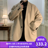 普戈斯胖子超大碼5XL糖果色一?？坌∥餮b外套加肥加大碼寬松秋冬季休閑 N6169杏色 M