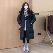 林羽森2024新款小個(gè)子棉衣女冬中長款過膝冬季女士棉服冬裝加厚棉襖外套 黑色 M 推薦105-120斤