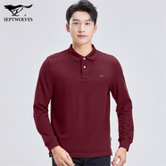 七匹狼長(cháng)袖T恤男秋冬新款易打理休閑純色翻領(lǐng)固色男士打底POLO衫男裝 401(深紅) 160/46A/S