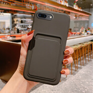 壹鼎富蘋果12手機殼卡包iphone11帶卡套x一體xsmax背面xr卡槽pro可mini插卡片8p 蘋果⑥p/⑦p/⑧p 黑色【帶卡槽】