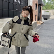 法蘿迪棉服女秋冬季女裝新款韓版寬松面包服學(xué)生棉襖子工裝bf短款棉衣 軍綠色 S(95斤以下)