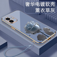 緣禾斯 適用蘋(píng)果11promax手機殼iphone11新款直邊電鍍水晶玫瑰硅膠軟殼全包防摔保護套高級感創(chuàng  )意潮流 薰衣草灰-水晶玫瑰花灰+液態(tài)手繩 蘋(píng)果11PROMAX