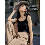茵曼（INMAN）多色無袖顯瘦吊帶背心T恤女裝2025夏季新款簡約休閑百搭圓領上衣 黑色 S